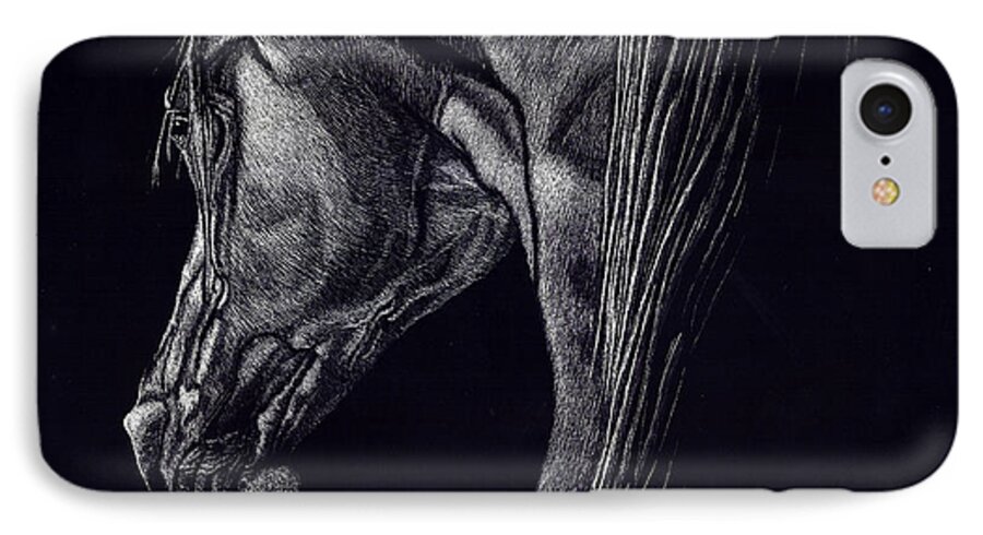 Horse iPhone 7 Case featuring the drawing Shadow by Yenni Harrison