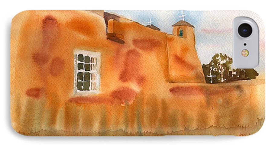 Monastery iPhone 7 Case featuring the painting Southwest Walled Monastery by Sharon Mick