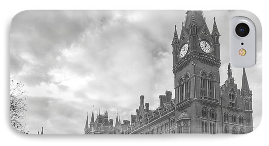St Pancras iPhone 7 Case featuring the photograph St Pancras Station BW by David French