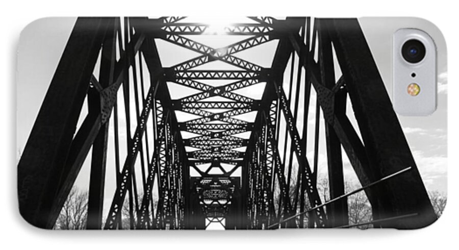 Bridge iPhone 7 Case featuring the photograph Sunlight through the Peshtigo Train Bridge by Mark J Seefeldt