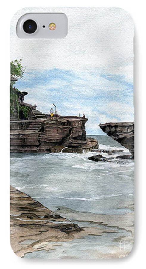Bali iPhone 7 Case featuring the painting Tanah Lot Temple II Bali Indonesia by Melly Terpening