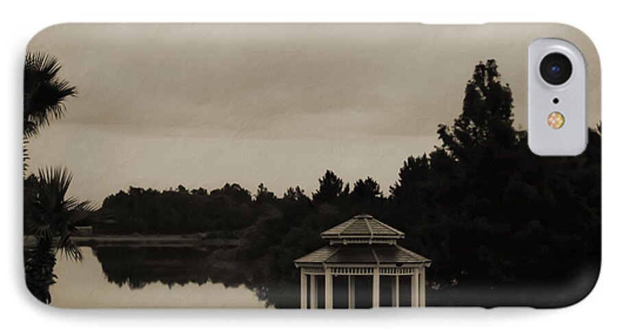 Lake iPhone 7 Case featuring the photograph The Gazebo at the Lake by DigiArt Diaries by Vicky B Fuller