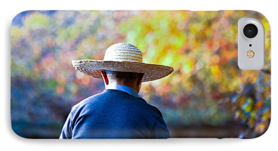 Fishing On The Pond iPhone 7 Case featuring the photograph The Man in the Straw Hat by Ann Murphy
