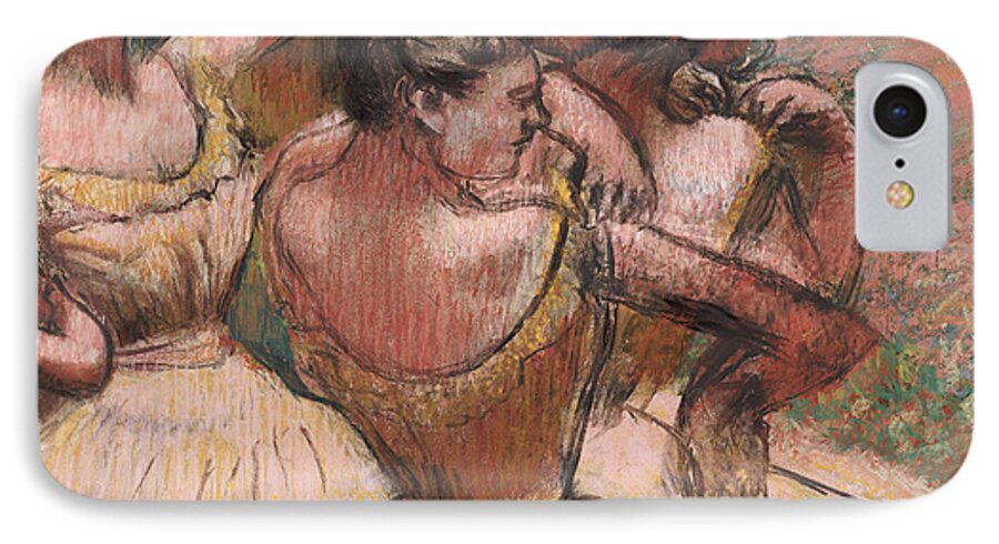 Three Dancers iPhone 7 Case featuring the pastel Three Dancers by Edgar Degas