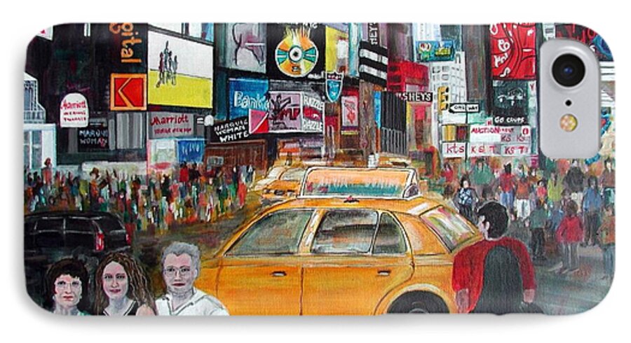New York City iPhone 7 Case featuring the painting Times Square by Anna Ruzsan