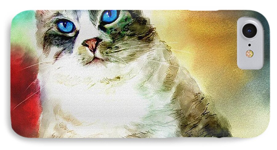 Cat iPhone 7 Case featuring the painting Toby the Cat by Rob Smith's