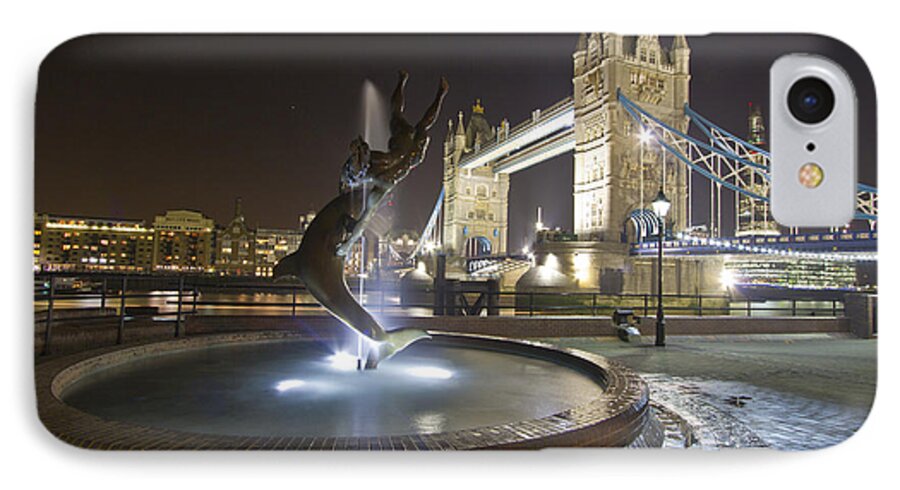 Tower Bridge iPhone 7 Case featuring the photograph Tower Bridge Girl with a Dolphin by David French