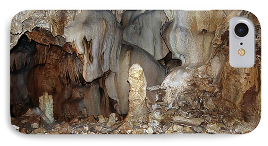 Cave iPhone 7 Case featuring the photograph Bizarre mineral formations in stalactite cavern #1 by Michal Boubin