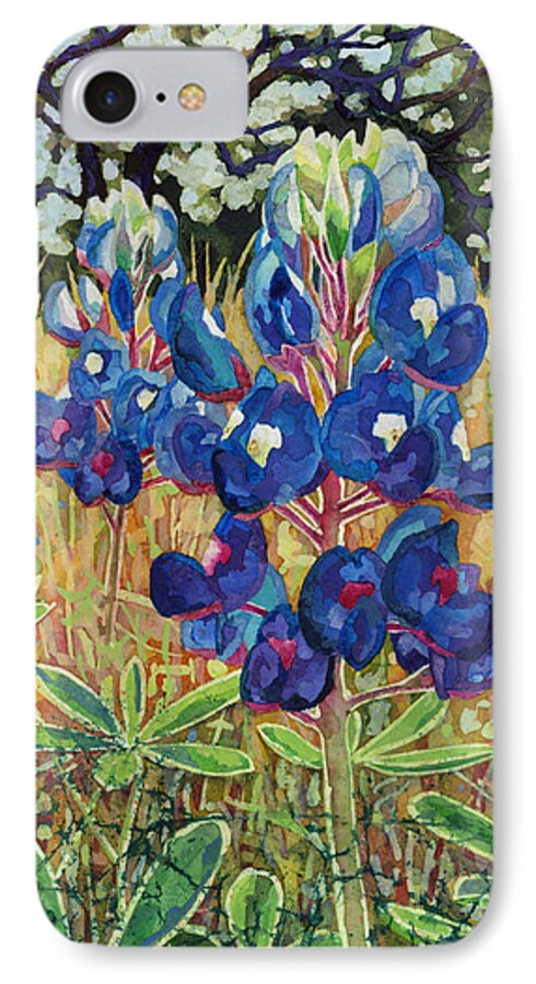 Bluebonnet iPhone 7 Case featuring the painting Early Bloomers #2 by Hailey E Herrera