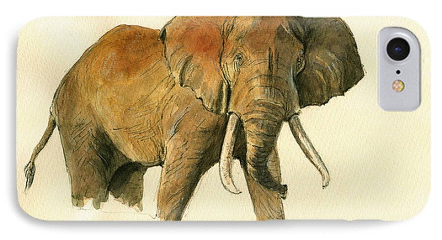 Elephant iPhone 7 Case featuring the painting Elephant painting    #1 by Juan Bosco