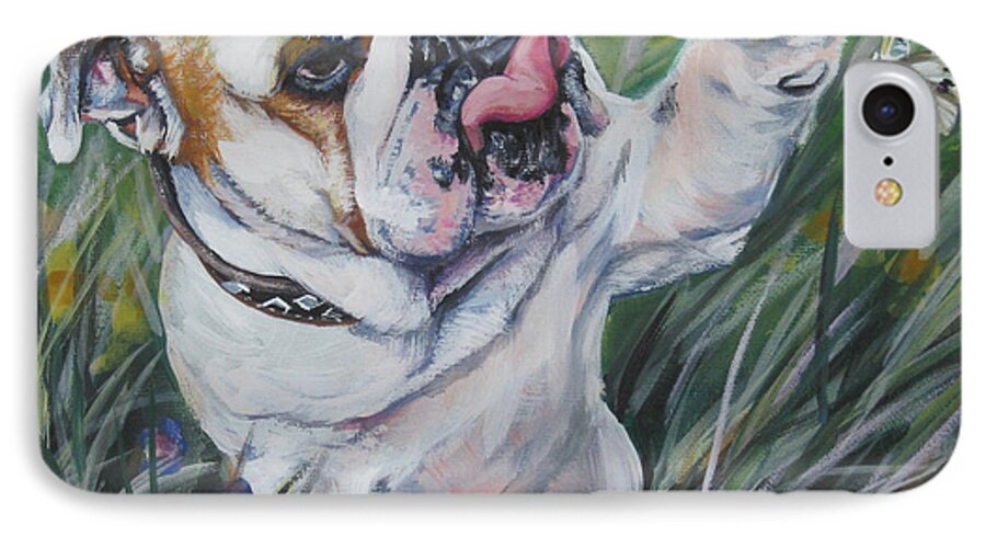 English Bulldog iPhone 7 Case featuring the painting English Bulldog #1 by Lee Ann Shepard