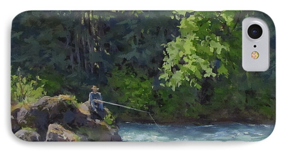 River iPhone 7 Case featuring the painting Favorite Spot #1 by Karen Ilari