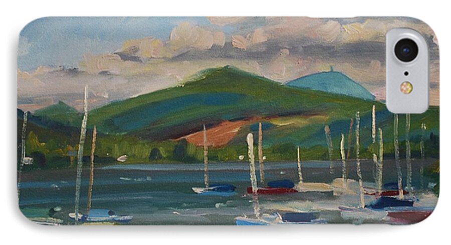 Cloudy Sky iPhone 7 Case featuring the painting From The Blue Anchor #1 by Len Stomski