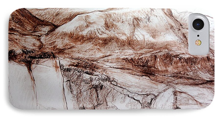 Mountains iPhone 7 Case featuring the drawing Mountains in Snowdonia by Harry Robertson