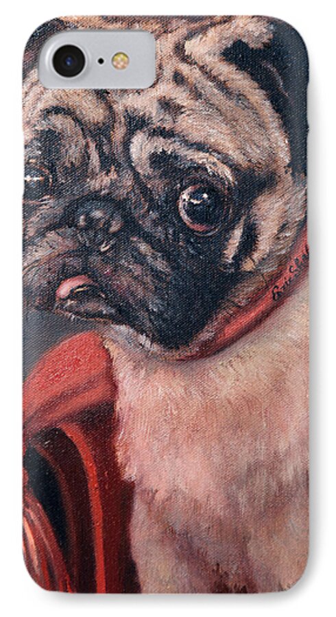 Animals iPhone 7 Case featuring the painting Pugsy by Portraits By NC