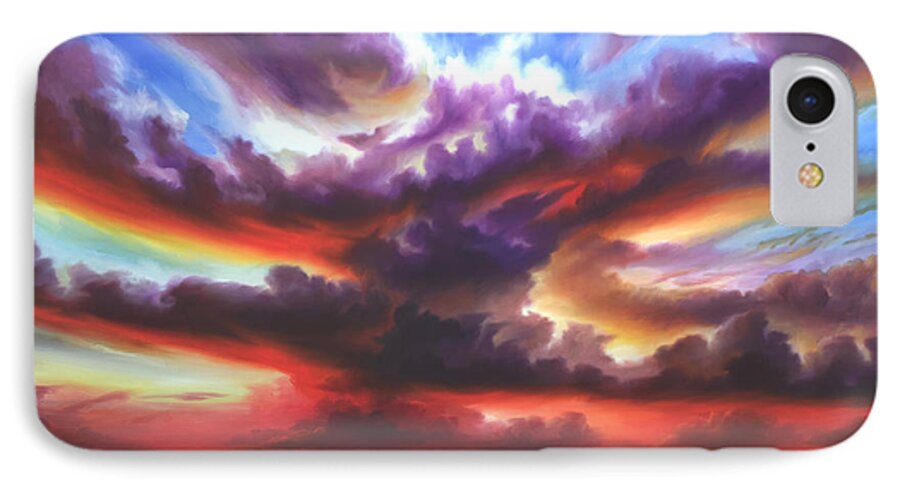 Sunrise iPhone 7 Case featuring the painting Skyburst #1 by James Hill