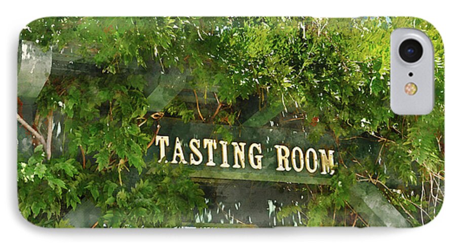 Green iPhone 7 Case featuring the photograph Tasting Room Sign #1 by Brandon Bourdages