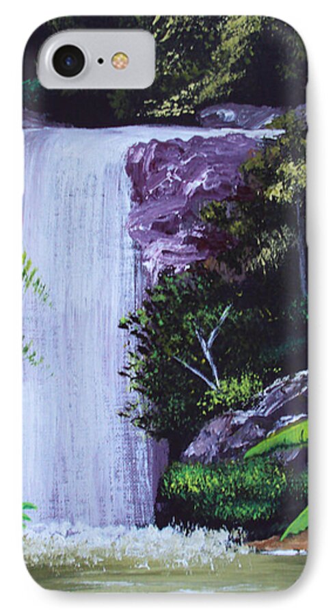 Tropical iPhone 7 Case featuring the painting Tropical Waterfall by Luis F Rodriguez