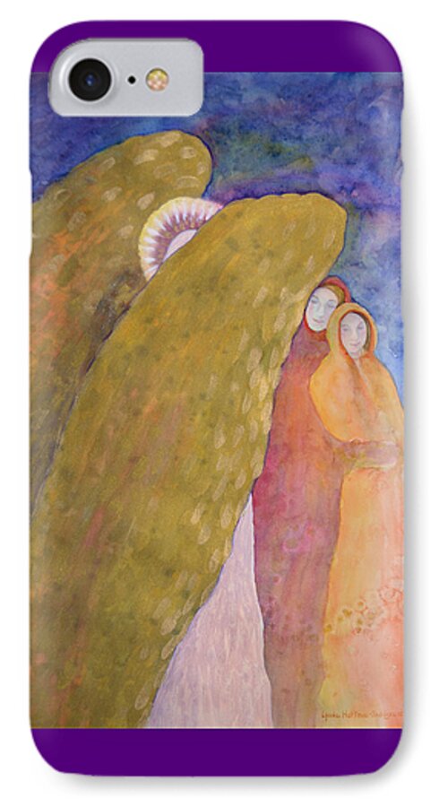 Angel iPhone 7 Case featuring the painting Under The Wing Of An Angel by Lynda Hoffman-Snodgrass