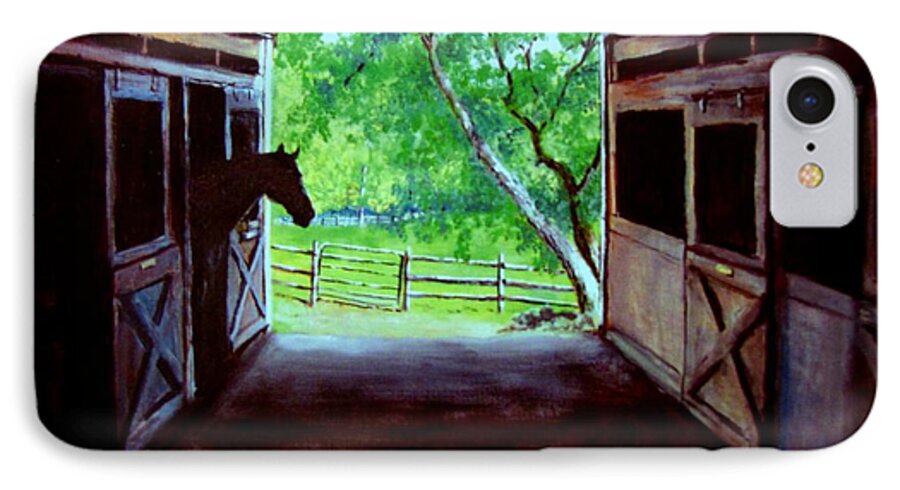 Horse iPhone 7 Case featuring the painting Water's Edge Farm #1 by Jack Skinner