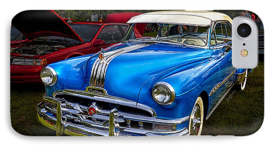 1952 iPhone 7 Case featuring the photograph 1952 Blue Pontiac Catalina Chiefton Classic Car by Betty Denise