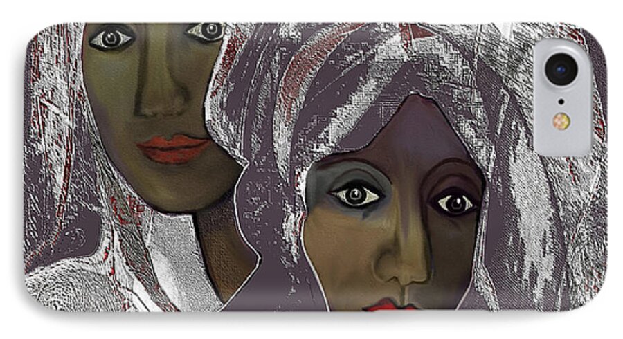 1969 - White Veils iPhone 7 Case featuring the digital art 1969 - White Veils by Irmgard Schoendorf Welch