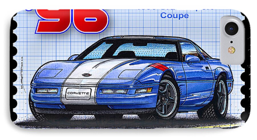 1996 Corvette iPhone 7 Case featuring the digital art 1996 Grand Sport Corvette by K Scott Teeters