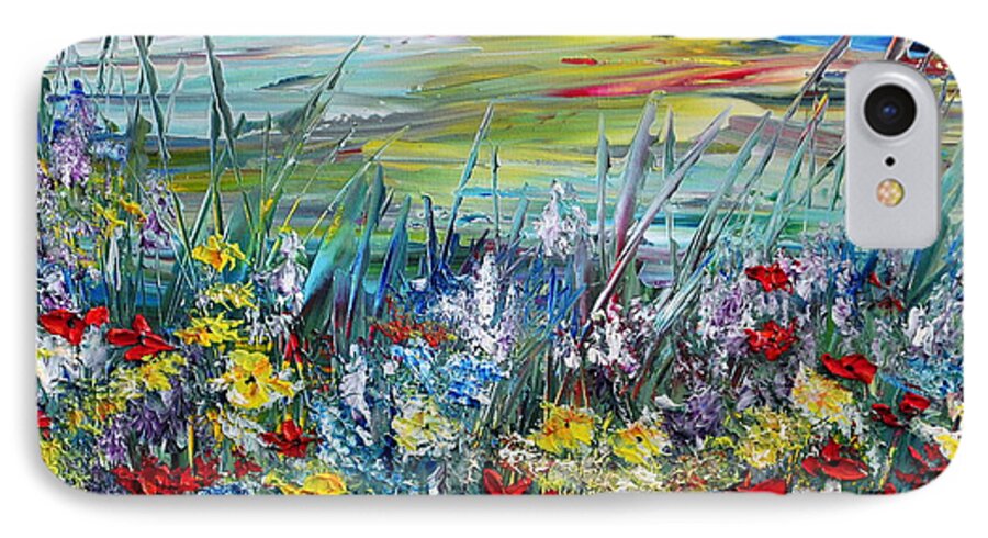Flower iPhone 7 Case featuring the painting Flower Field #1 by Teresa Wegrzyn
