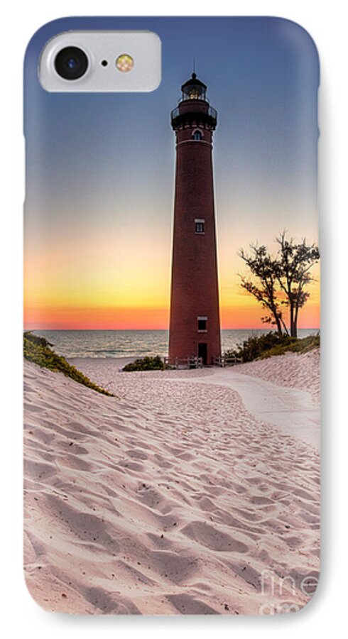 Beach iPhone 7 Case featuring the photograph Little Sable Point Light Station #2 by Larry Carr