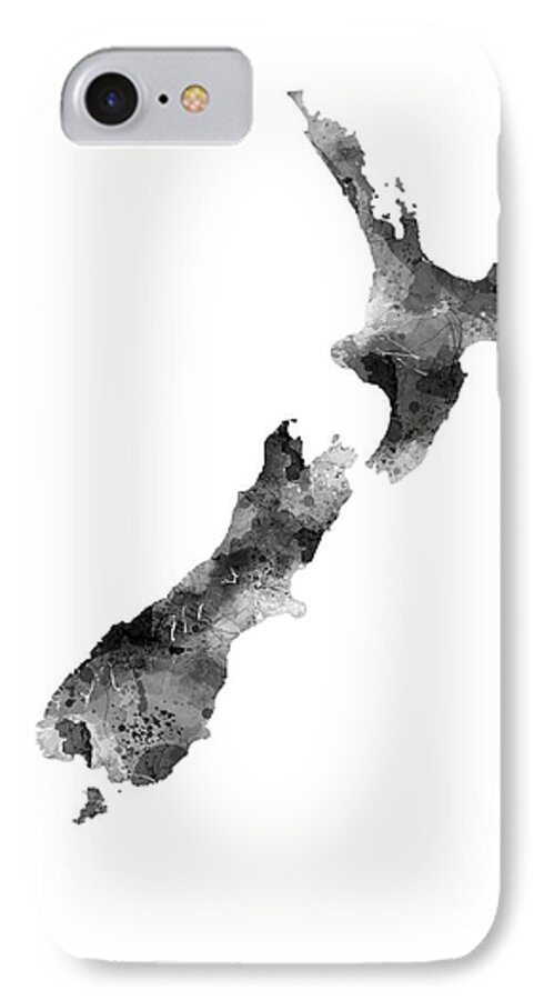 New Zealand Art iPhone 7 Case featuring the digital art New Zealand Map #2 by Marlene Watson