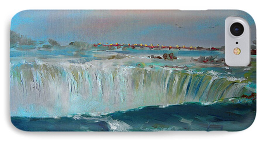 Landscape iPhone 7 Case featuring the painting Niagara falls #2 by Ylli Haruni