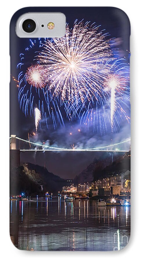 Fireworks iPhone 7 Case featuring the photograph Clifton Suspension Bridge fireworks #3 by Colin Rayner