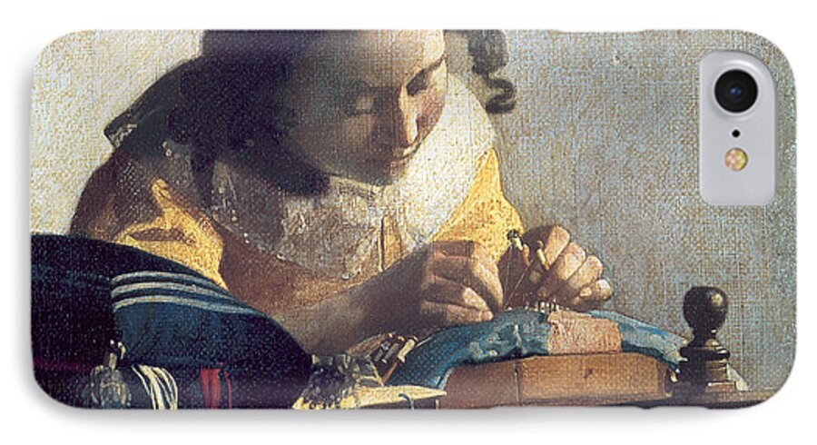 Johannes Vermeer iPhone 7 Case featuring the painting The Lacemaker #3 by Johannes Vermeer