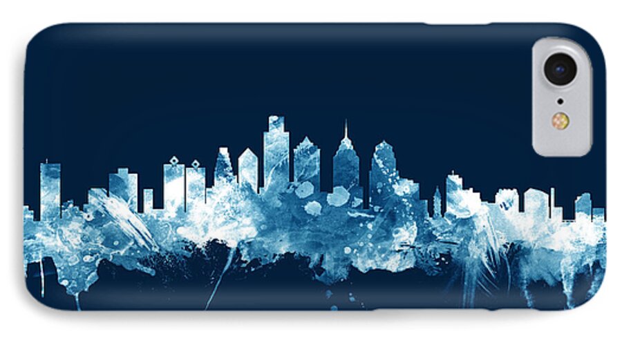 Philadelphia iPhone 7 Case featuring the digital art Philadelphia Pennsylvania Skyline #4 by Michael Tompsett