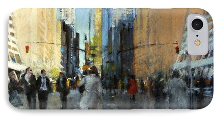 Urban iPhone 7 Case featuring the painting 42nd Street Reflections by Peter Salwen