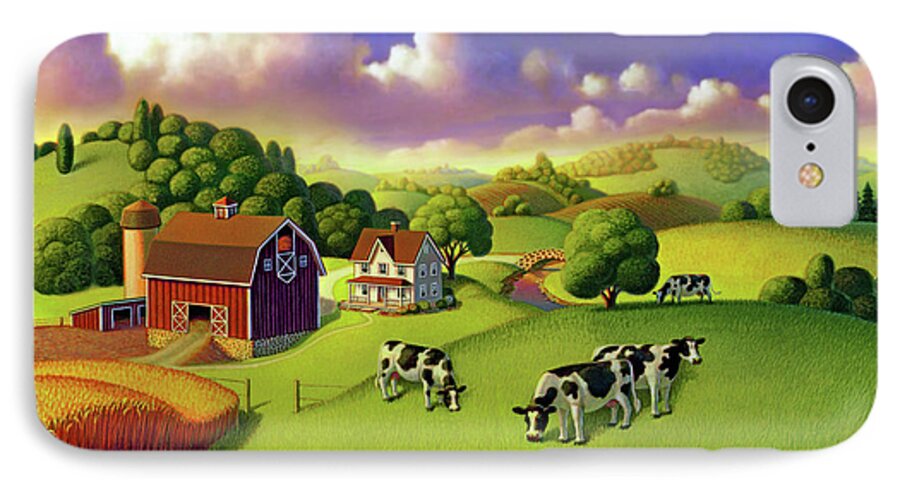 Farm Scene iPhone 7 Case featuring the painting A Day on the Farm by Robin Moline