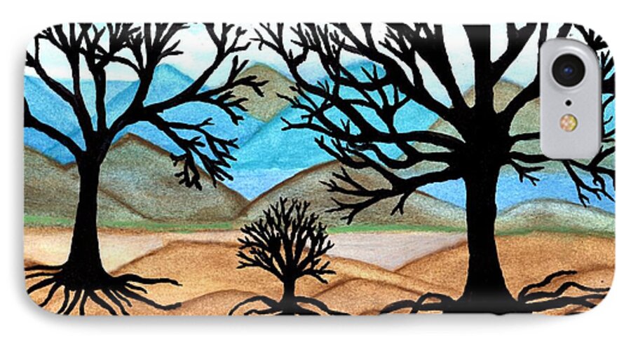 Black Trees iPhone 7 Case featuring the painting A Good Foundation by Connie Valasco
