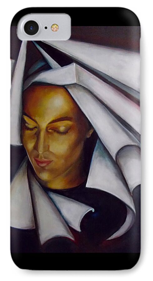 A Nun In A Deconstructed Veil iPhone 7 Case featuring the painting A Nun by Irena Mohr