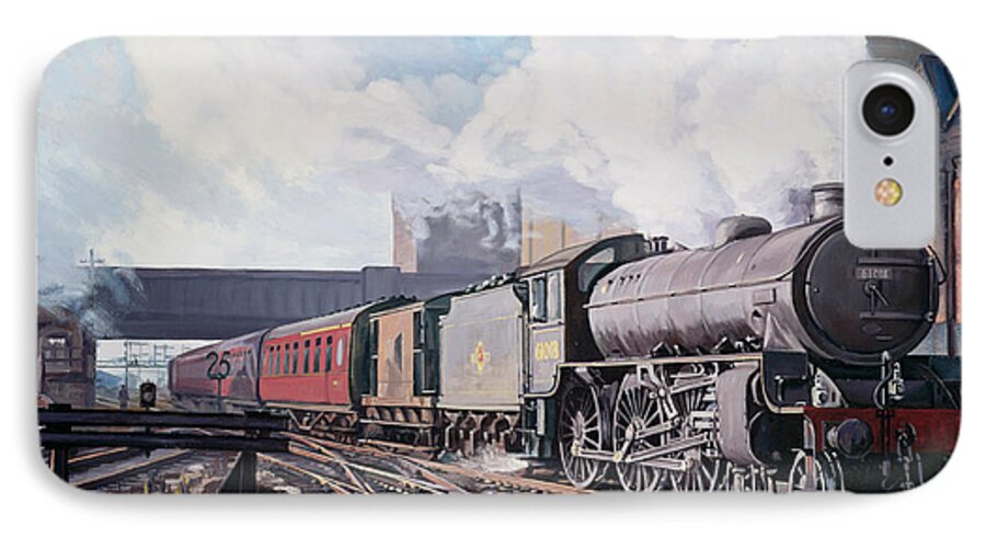 Train iPhone 7 Case featuring the painting A 'Thompson' B1 Class Moving Empty Stock on a Cold February Morning by David Nolan