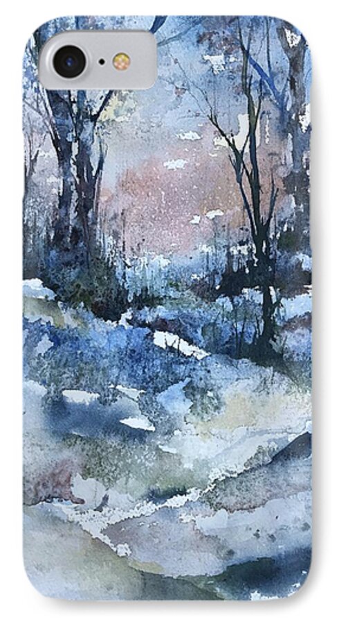 Winter iPhone 7 Case featuring the painting A Winter's Eve by Robin Miller-Bookhout