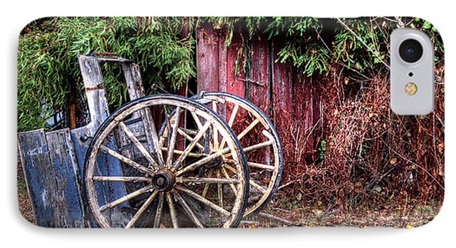 Horse iPhone 7 Case featuring the photograph Abandoned cart by Jim And Emily Bush