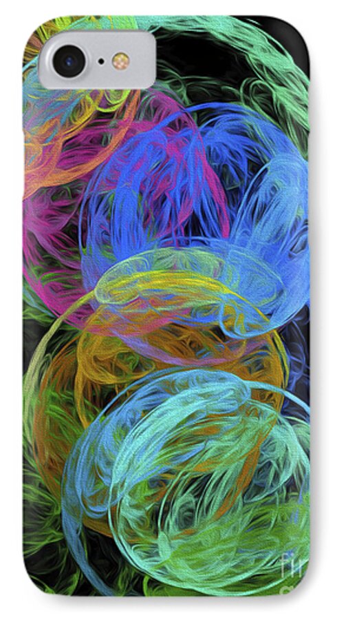 Andee Design Abstract iPhone 7 Case featuring the digital art Abstract Bubbles by Andee Design