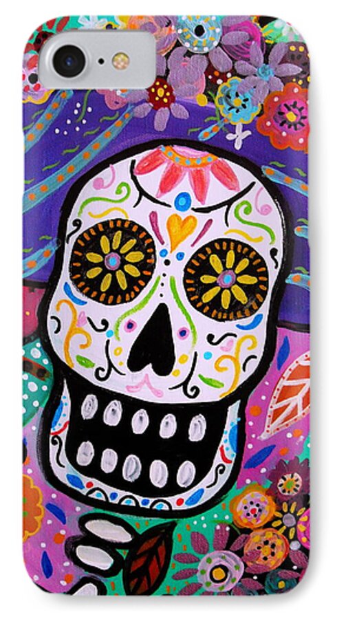 Catrina iPhone 7 Case featuring the painting Abstract Catrina #1 by Pristine Cartera Turkus