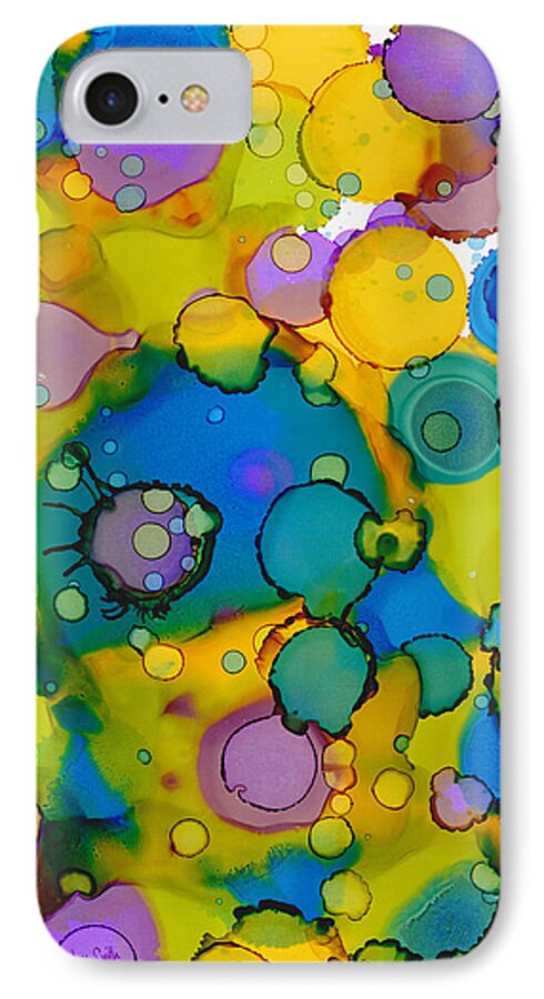 Alcohol Inks iPhone 7 Case featuring the painting Abstract Microscope Party by Nikki Marie Smith