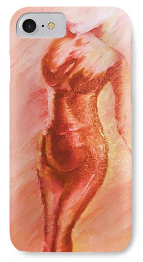 Nude iPhone 7 Case featuring the painting Aflame by Shelley Bain