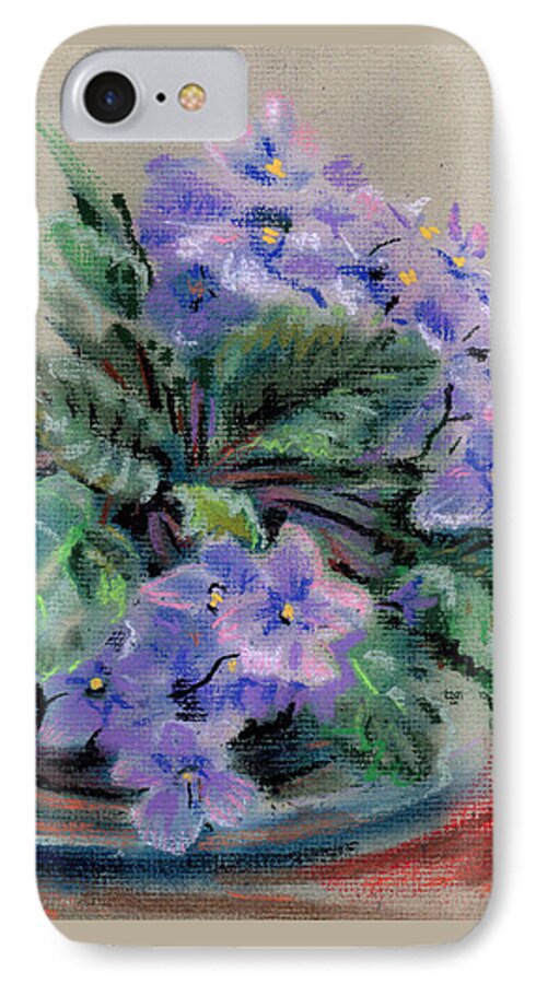 African Violets iPhone 7 Case featuring the drawing African Violet by Donald Maier