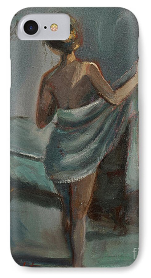 Woman iPhone 7 Case featuring the painting After The Bath by Jennifer Beaudet