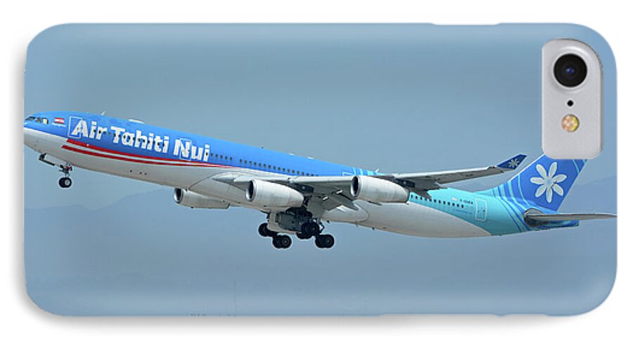 Airplane iPhone 7 Case featuring the photograph Air Tahiti Nui Airbus A340-313X F-OSEA Los Angeles International Airport May 3 2016 by Brian Lockett