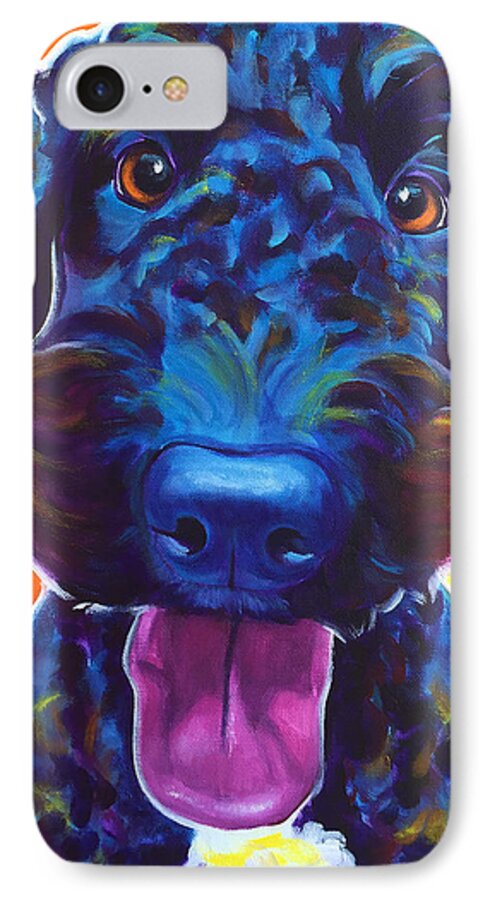 Airedoodle iPhone 7 Case featuring the painting Airedoodle - Fletcher by Dawg Painter