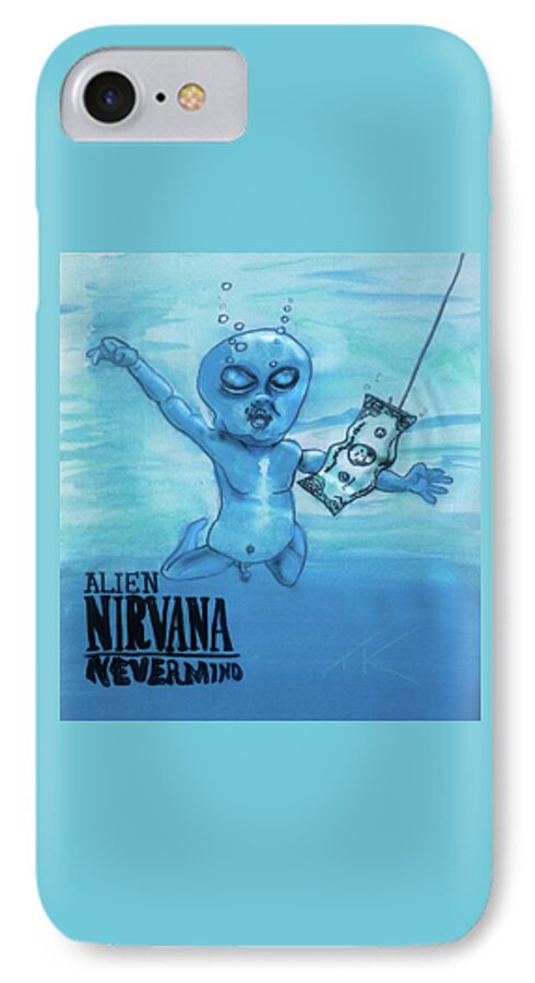 Nevermind iPhone 7 Case featuring the painting Alien Nevermind by Similar Alien